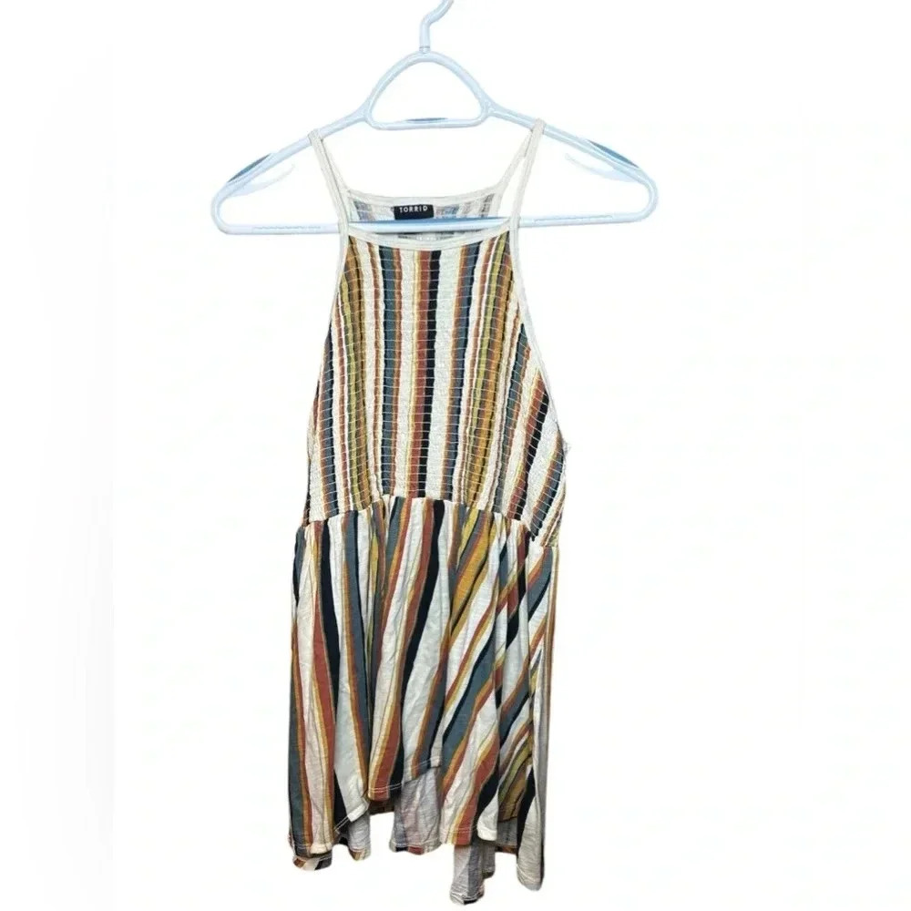 Torrid halter top women's Size 1 striped smocked